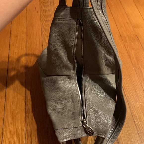 Assymetrical Convertible Grey Pebbled Leather Valentina Italia Bag - Picture 7 of 8